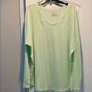 Jasmine & Ginger Green and White Polka Dot V Neck Pajama Top Size Large NWT